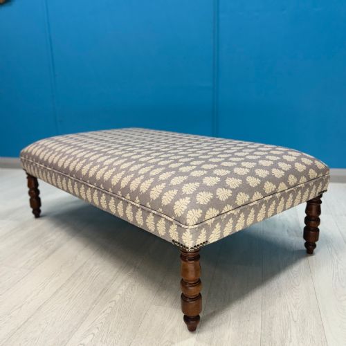 newly upholstered regency fern motif bordered stool - CATEGORY: ANTIQUE STOOLS - DATED 19TH CENTURY