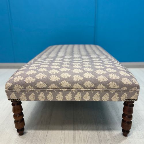 NEWLY UPHOLSTERED REGENCY FERN MOTIF BORDERED STOOL - ADDITIONAL PHOTO 4