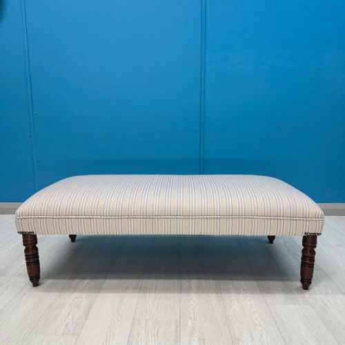 BORDERED PALE STRIPE STOOL ON REGENCY LEGS - ADDITIONAL PHOTO 5