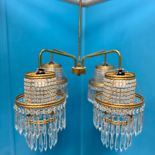4 BRANCH CZECH CUT CRYSTAL CHANDELIER - ADDITIONAL PHOTO 8