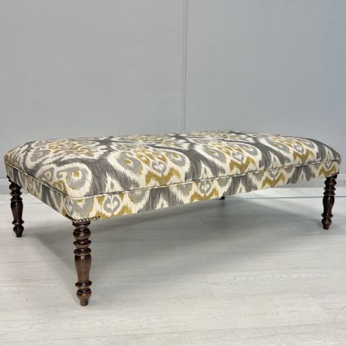 large newly upholstered regency footstool - CATEGORY: ANTIQUE STOOLS - DATED 19TH CENTURY