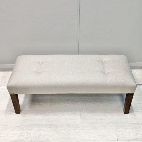 NEWLY UPHOLSTERED BUTTON TOP FOOTSTOOL - ADDITIONAL PHOTO 3