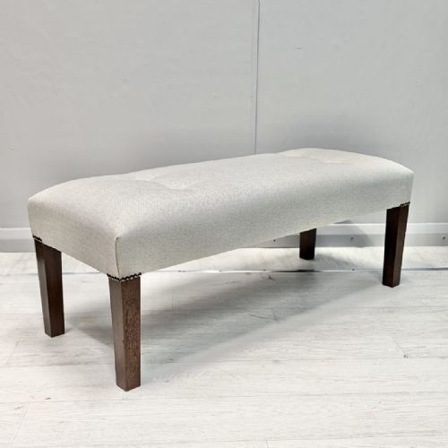 NEWLY UPHOLSTERED BUTTON TOP FOOTSTOOL - ADDITIONAL PHOTO 1