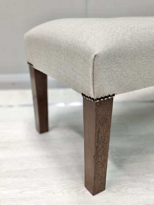 NEWLY UPHOLSTERED BUTTON TOP FOOTSTOOL - ADDITIONAL PHOTO 2