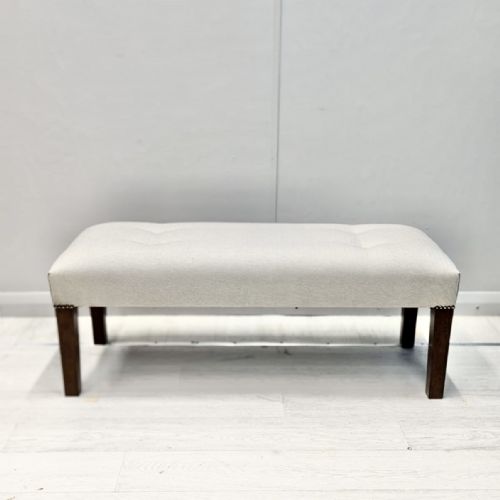 NEWLY UPHOLSTERED BUTTON TOP FOOTSTOOL - ADDITIONAL PHOTO 4