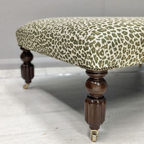 LARGE LEOPARD PRINT FOOTSTOOL ON CASTORS - ADDITIONAL PHOTO 1