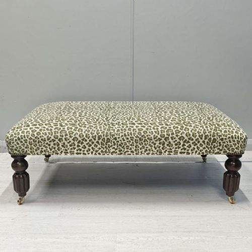 LARGE LEOPARD PRINT FOOTSTOOL ON CASTORS - ADDITIONAL PHOTO 2