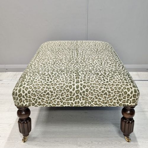 LARGE LEOPARD PRINT FOOTSTOOL ON CASTORS - ADDITIONAL PHOTO 3