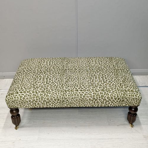 LARGE LEOPARD PRINT FOOTSTOOL ON CASTORS - ADDITIONAL PHOTO 4