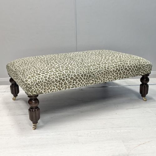 LARGE LEOPARD PRINT FOOTSTOOL ON CASTORS - ADDITIONAL PHOTO 5