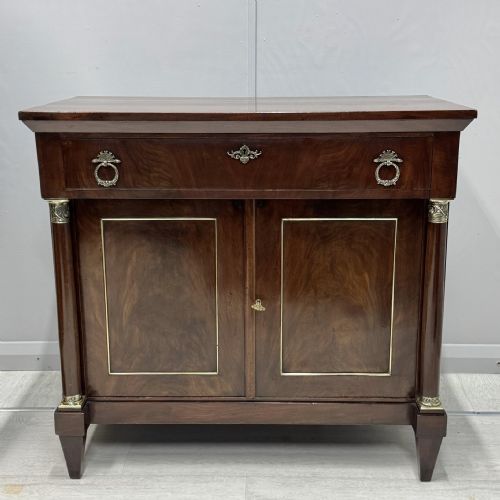FRENCH EMPIRE MAHOGANY AND BRASS INLAID CABINET - ADDITIONAL PHOTO 1