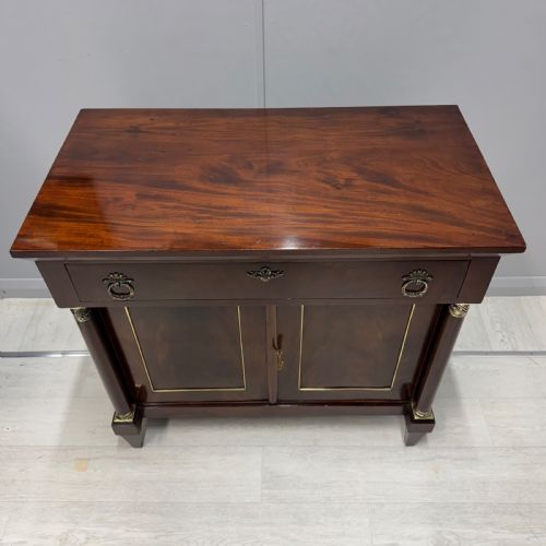 FRENCH EMPIRE MAHOGANY AND BRASS INLAID CABINET - ADDITIONAL PHOTO 6