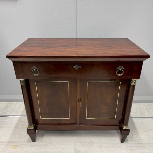 FRENCH EMPIRE MAHOGANY AND BRASS INLAID CABINET - ADDITIONAL PHOTO 9