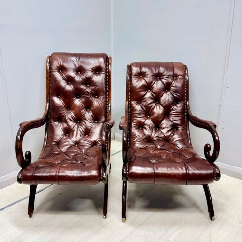 NEAR PAIR OF GILLOWS SPANISH LEATHER ARMCHAIRS - ADDITIONAL PHOTO 7