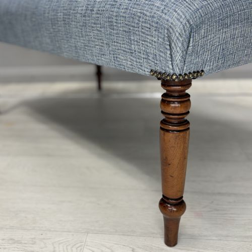 NEWLY UPHOLSTERED TURNED LEG FOOTSTOOL - ADDITIONAL PHOTO 1