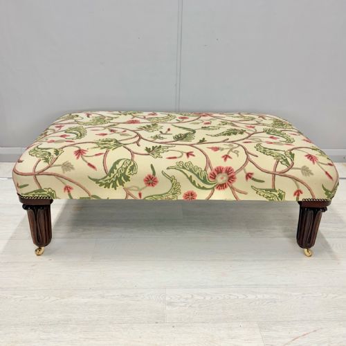 LARGE NEWLY UPHOLSTERED FOOTSTOOL ON GEORGE IV LEGS - ADDITIONAL PHOTO 5