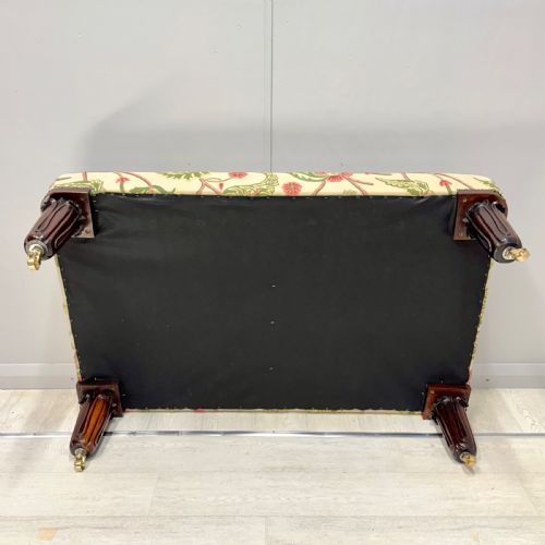 LARGE NEWLY UPHOLSTERED FOOTSTOOL ON GEORGE IV LEGS - ADDITIONAL PHOTO 7