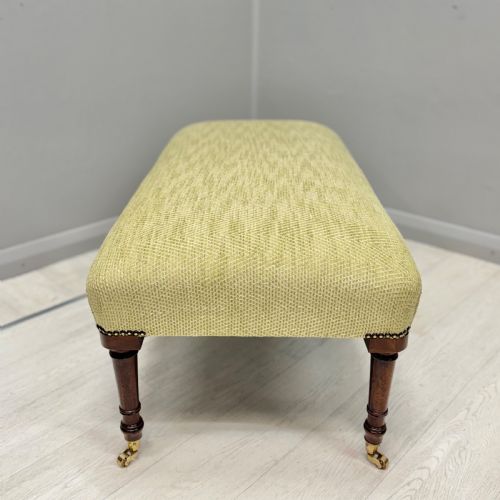 NEWLY UPHOLSTERED FOOTSTOOL IN HERRINGBONE - ADDITIONAL PHOTO 4