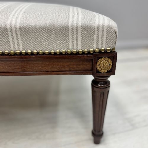 NEWLY UPHOLSTERED FRENCH SQUARE FOOTSTOOL - ADDITIONAL PHOTO 2