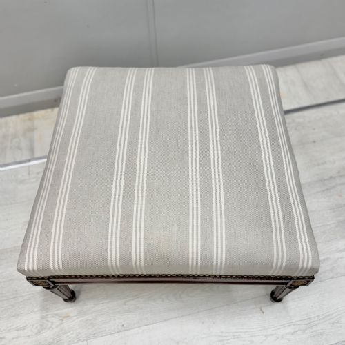 NEWLY UPHOLSTERED FRENCH SQUARE FOOTSTOOL - ADDITIONAL PHOTO 4