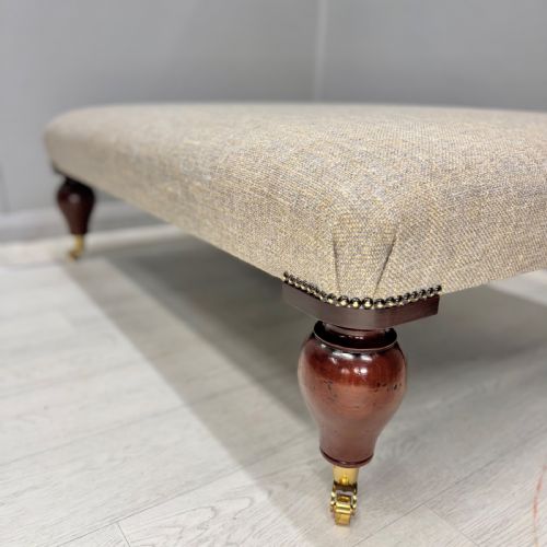 LARGE CENTRE FOOTSTOOL IN COURSE LINEN - ADDITIONAL PHOTO 1