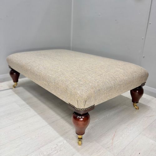 LARGE CENTRE FOOTSTOOL IN COURSE LINEN - ADDITIONAL PHOTO 2