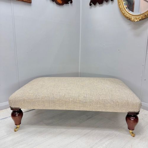 LARGE CENTRE FOOTSTOOL IN COURSE LINEN - ADDITIONAL PHOTO 4