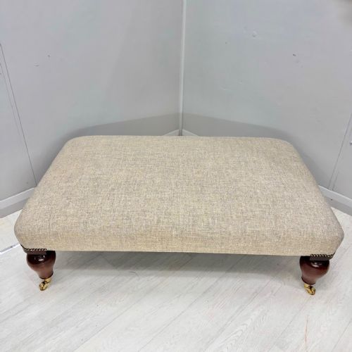 LARGE CENTRE FOOTSTOOL IN COURSE LINEN - ADDITIONAL PHOTO 5