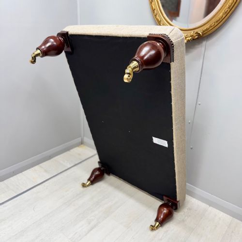 LARGE CENTRE FOOTSTOOL IN COURSE LINEN - ADDITIONAL PHOTO 6