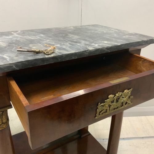 FRENCH EMPIRE MARBLE TOP CONSOLE TABLE WITH MIRROR BACK - ADDITIONAL PHOTO 2