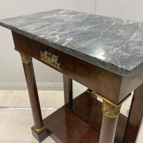 FRENCH EMPIRE MARBLE TOP CONSOLE TABLE WITH MIRROR BACK - ADDITIONAL PHOTO 3