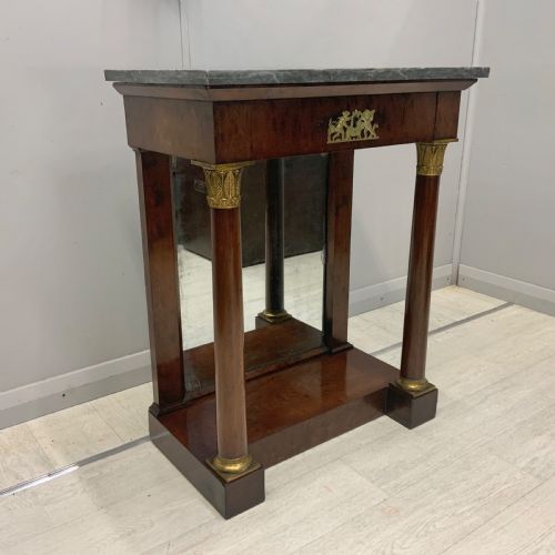 FRENCH EMPIRE MARBLE TOP CONSOLE TABLE WITH MIRROR BACK - ADDITIONAL PHOTO 5