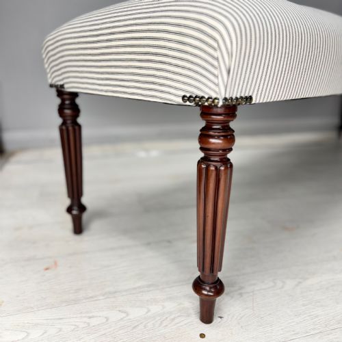 6FT LONG STOOL IN BUTTONED TICKING STRIPES - ADDITIONAL PHOTO 1