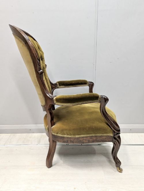 19TH CENTURY ROSEWOOD ARMCHAIR WITH BRASS CASTORS - ADDITIONAL PHOTO 3