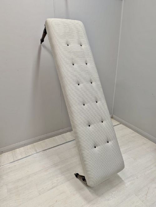 6FT LONG STOOL IN BUTTONED TICKING STRIPES - ADDITIONAL PHOTO 1