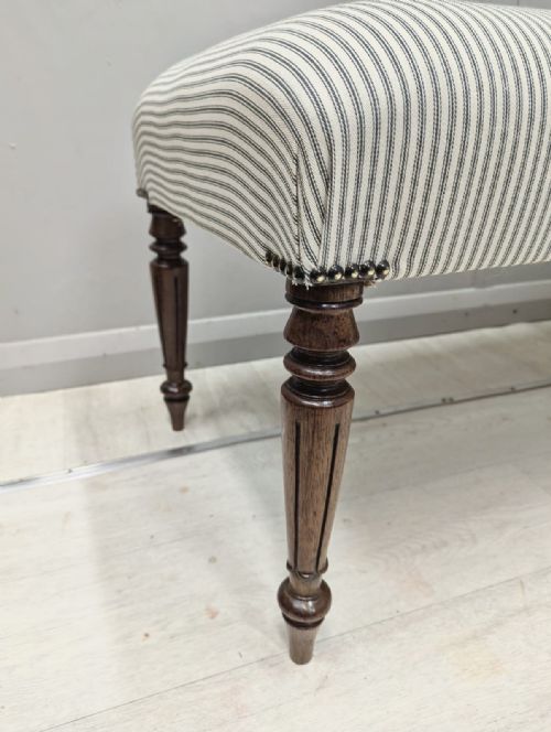 6FT LONG STOOL IN BUTTONED TICKING STRIPES - ADDITIONAL PHOTO 2