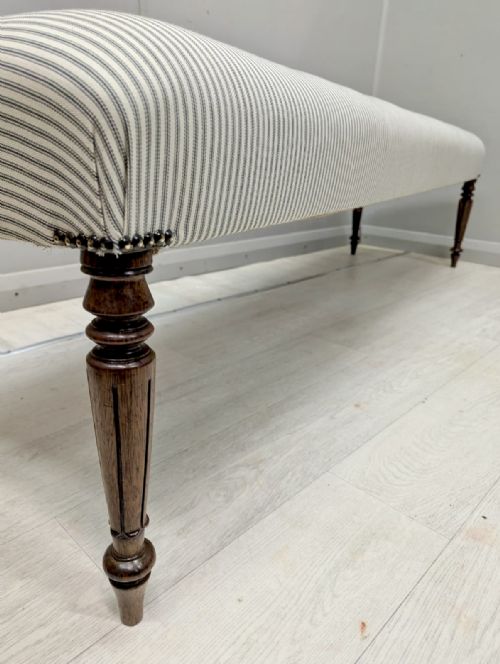 6FT LONG STOOL IN BUTTONED TICKING STRIPES - ADDITIONAL PHOTO 4
