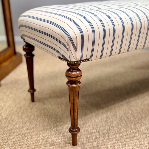154CM LONG STOOL IN BUTTONED TICKING STRIPES - ADDITIONAL PHOTO 1