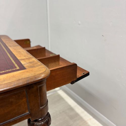 REGENCY LEATHER TOP LIBRARY TABLE WITH PLAN DRAWER - ADDITIONAL PHOTO 1