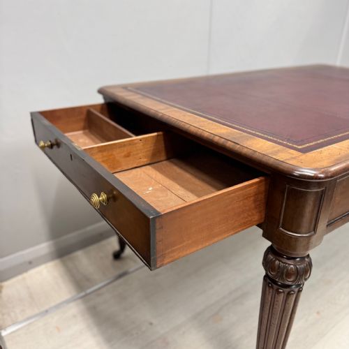 REGENCY LEATHER TOP LIBRARY TABLE WITH PLAN DRAWER - ADDITIONAL PHOTO 4