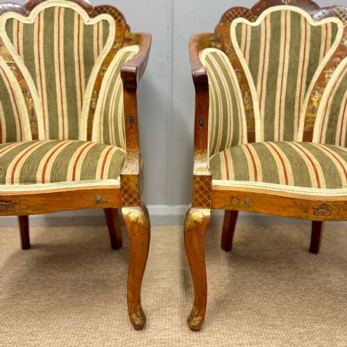 PAIR OF CHINOISERIE SATINWOOD ARMCHAIRS - ADDITIONAL PHOTO 1