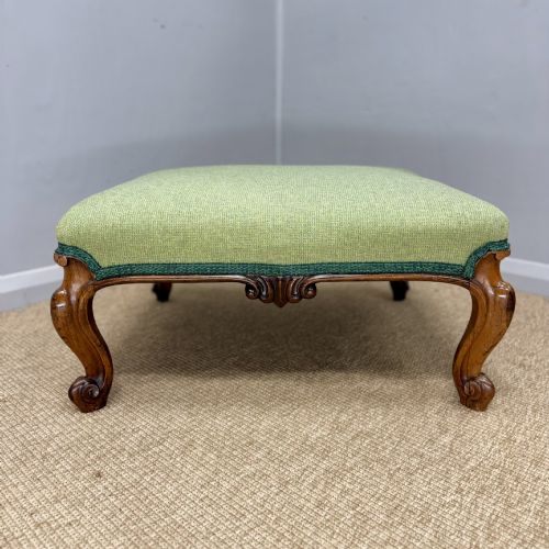 VICTORIAN ROSEWOOD NEWLY UPHOLSTERED FOOTSTOOL - ADDITIONAL PHOTO 1