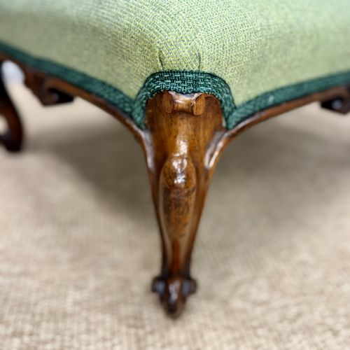 VICTORIAN ROSEWOOD NEWLY UPHOLSTERED FOOTSTOOL - ADDITIONAL PHOTO 3