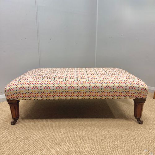 LARGE GEOMETRIC FOOTSTOOL ON CASTORS - ADDITIONAL PHOTO 1