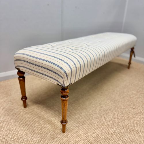 5 FT BUTTONED STOOL ON WALNUT LEGS - ADDITIONAL PHOTO 6