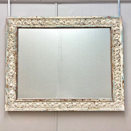 19TH CENTURY FRENCH PAINTED OVERMANTLE MIRROR