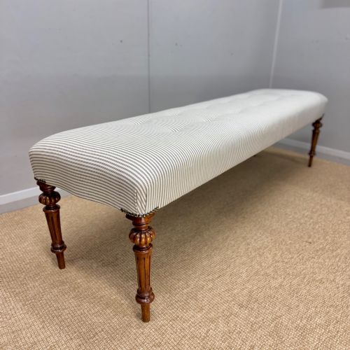 PAIR OF 19TH CENTURY 6FT LONG BUTTONED STOOLS - ADDITIONAL PHOTO 3