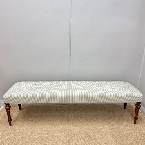PAIR OF 19TH CENTURY 6FT LONG BUTTONED STOOLS - ADDITIONAL PHOTO 6