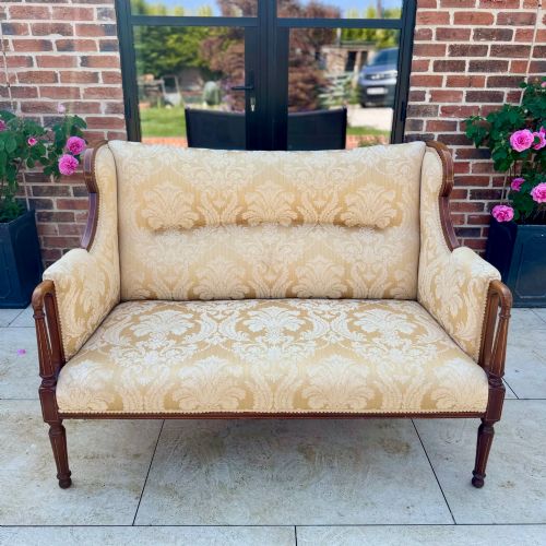 quality edwardian 2 seater inlaid wing sofa - CATEGORY: ANTIQUE SOFAS - DATED 1900