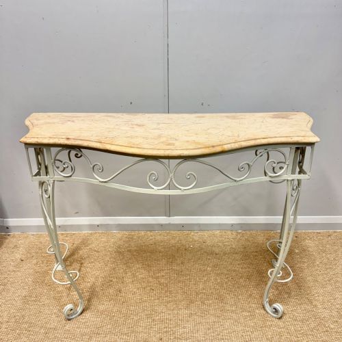 French Wrought Iron and Marble Top Console Table